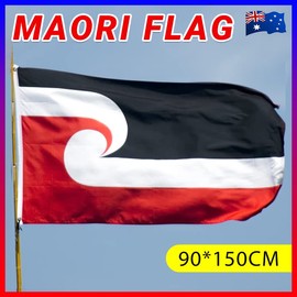 AIMALL 3x5 ft Maori Flag with Brass Grommets LARGE Tino Rangatiratanga Flag NZ TRACKING 90x150 cm, Double-Stitched, Indoor & Outdoor Use