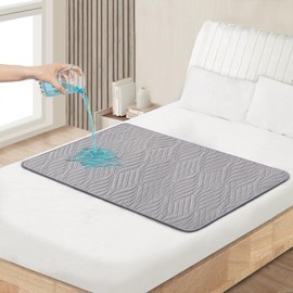 DUJUIKE Waterproof Mattress Protector, Washable/Absorbent Incontinence Sheet for Incontinent Adults/Children Bedwetting, Pet Urinating Pad, Sofa Cushion, Anti-slip Design(Light Grey,2pcs(90 x 135 cm))