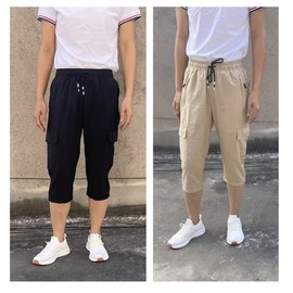 Muaney Boys Girls Joggers Cargo Pants with Zipper Pockets Elastic Waist School Casual Trousers (3805Black-Khaki12)