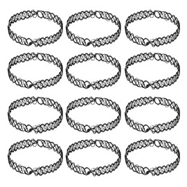 Stretch Collars Black Choker Necklace Women's Elastic Tattoo Necklace for Girls Women Teen Gift Pack of 12, Nylon