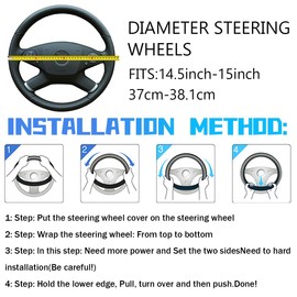 Bittwee 3PCS 15Inch Car Steering Wheel Cover Armrest Cover Gear Shift Cover Set, Microfiber Breathable Anti-Slip Automotive Steering Wheel Protector, Vehicle Interior Decor, Universal Fit（Wine Red）