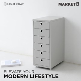 MARKETB Rolled Storage Cabinet, 6-Tier Small Size Steel Office File Cabinet, Under Desk Multipurpose Organizer, 11 x 16.1 x 27 Inches, Assembly Required, for Home Office, Bedroom - Light Gray
