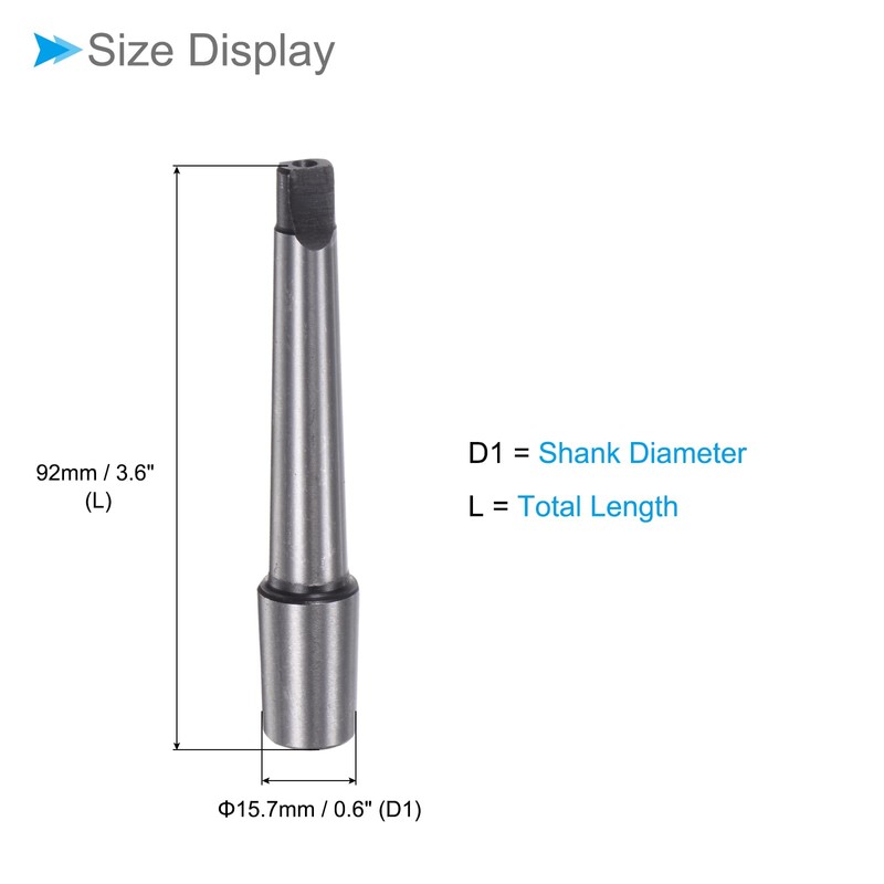 CoCud Drill Chuck Arbor, MT1 to B16, Tang End Flat