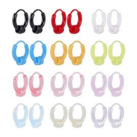 JMFENFA Plastic Post Stud Hoop Earrings for Sensitive Ears Multicolor Cubic Zirconia Butterfly Flower Stud Earrings Set for Women (Hoop)