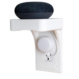 Iris Floating Shelf – Space-Saving Wall Mounted Outlet Shelf with Built-in Cord Management | Modern Small Shelf for Smart Devices & Home Organization (White)