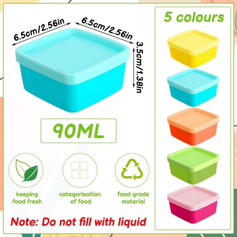 saerryor 15Pc Small Food Containers with Lids, 90ML Plastic Snack