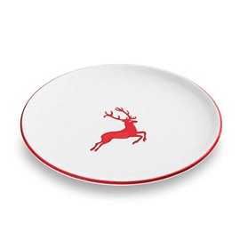GMUNDNER KERAMIK Dinner Plate Diameter 25 cm Ruby Red Stag Handmade Austrian Ceramic
