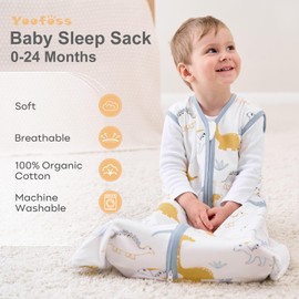 Yoofoss Baby Sleep Sack 0-6 Months Baby Wearable Blanket 100% Cotton 2-Way Zipper TOG 0.5 Toddler Sleeping Sack 3 Pack, Lightweight Sleep Sacks for Babies(Small)