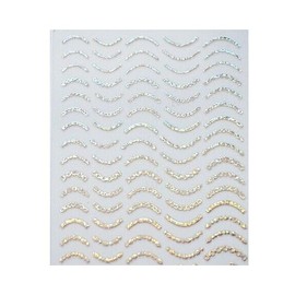 Laser Gold Chain Stripes French Tip Waves Spots Lines Design Nail Stickers R173 Laser Silver Nail Wraps Art Stickers Manicure Supplies for Women for Home Nails Full Long Lasting Easy Apply and Remove