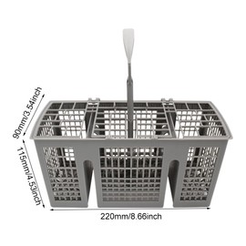 DASNTERED Dishwasher Cutlery Basket Suitable for Bosch, Universal Washing Basket for Dishwasher, Removable Handle, Folding Grid Lid, Kitchen Accessories, Replacement Part Basket for Dishwasher (Grey)