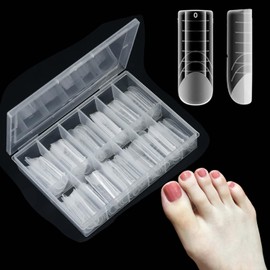 120PCS Nail Forms, Polymer Gel Nail Extensions for Toes, 12 Sizes French Toenail Molds for Gel Builder, Reusable Square Nail Tips for Multiple Applications