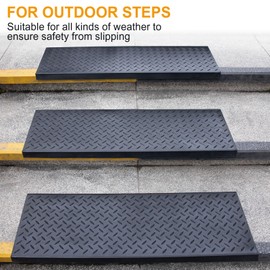 Spurtar Rubber Stair Treads 29.69" x 9.85" 6PCS, Non-Slip Outdoor Rubber Stair Treads for Wooden Steps with Nosing for Concrete Marble Tile Metal Steps, Black