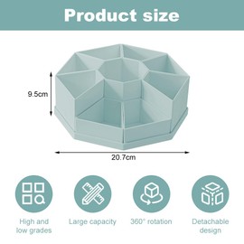 Lvjkes Rotating Pen Holder, 9 Compartments, Large Capacity Desk Organiser, 360° Rotatable Upgrade, Removable, Can Hold Pencils, Crayons, Various Stationery (Blue)