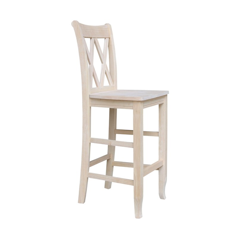 IC International Concepts Double X-Back Bar Height Stool Solid Wood,