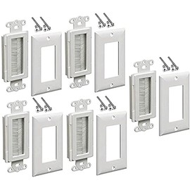 iMBAPrice Brushed Wall Plate - Decora Style Cable Pass Through Insert for Wires Wall Socket Plug Port/HDTV/HDMI/Home Theater Systems and More (Pack of 5) - White