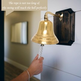 Fenzo Last Order Bell, Traditional Wall Mounted Hanging Door Ship Brass Bell with Durable Rope, Loud Sound, for Sleigh, Playhouse, Boat, Home Bar Pub (3 Inch)