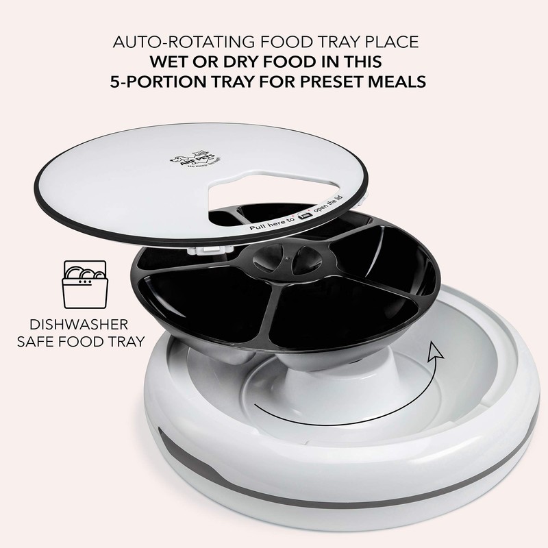 Arf Pets Automatic Pet Feeder, 5 Meal Food Dispenser for