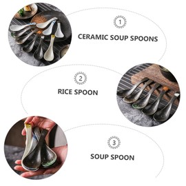 BIUDECO 3pcs Japanese Style Ceramic Serving Spoon Kitchen Tool for Soup and Rice Ladle with Smooth Surface for Home and Restaurant Use