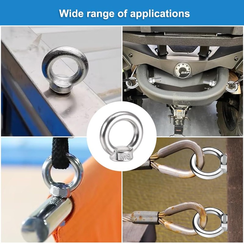 5 Stück 304 Augenmutter M8,Augenmutter 304 Edelstahl,Ösenmutter Ringmuttern,Hardware Ringösen,Ringmutter Zubehör,Ringschrauben