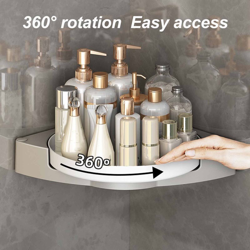 Shower Caddy Corner Rotate Wall Mount Easy Install Modern Plastic