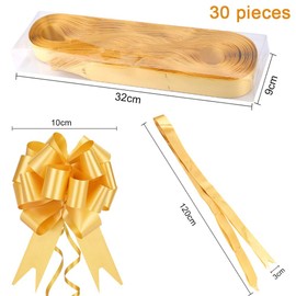 DECARETA Gift Bows,30 Pack Pull Bows for Gift Wrapping,Gold Present Pull Bows,Car Bow Ribbon Loops with Bright Color for Christmas Trees,Wedding,Party,Valentine's Decoration and Birthday Present Ties