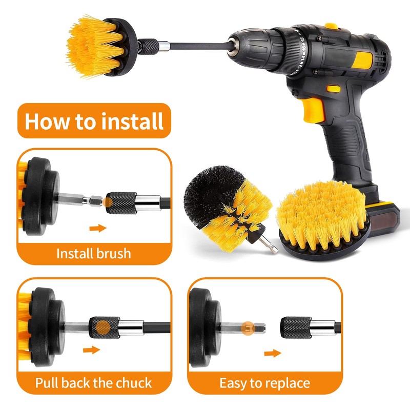 4 Piece Drill Brush Cleaning Brushes Set, Power Scrubber Cleaning
