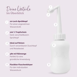 Livella Intimate Shower in Purple - Developed in Germany - For Gentle and Hygienic Cleaning of the Intimate Area - More Wellbeing in the Puerperium - Ideal as a Travel Bidet and Shower