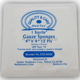 Dynarex 100 Gauze Pads 4" x 4" First Aid Emergency Camping Hunting Survival Kits