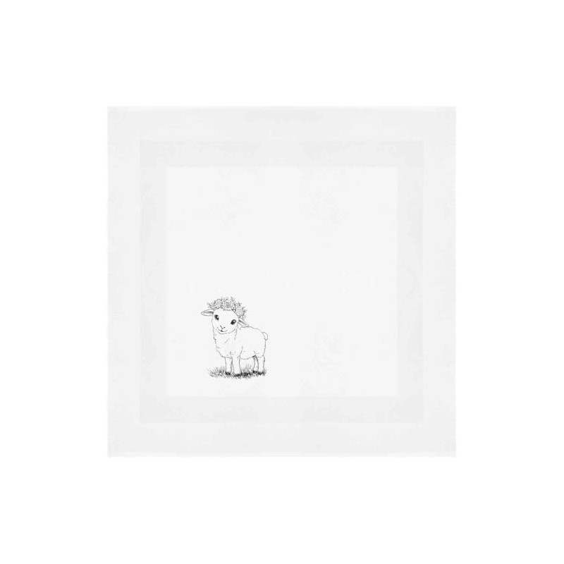 'Cute Lamb with Floral Crown' Cotton Napkin/Dinner Cloth (NK00042111)