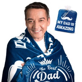 Best Dad Gift Throw Blanket I Gifts for Dads I Christmas, Birthday Gift for The Best Dad Ever I 50" x 60" (Blue)
