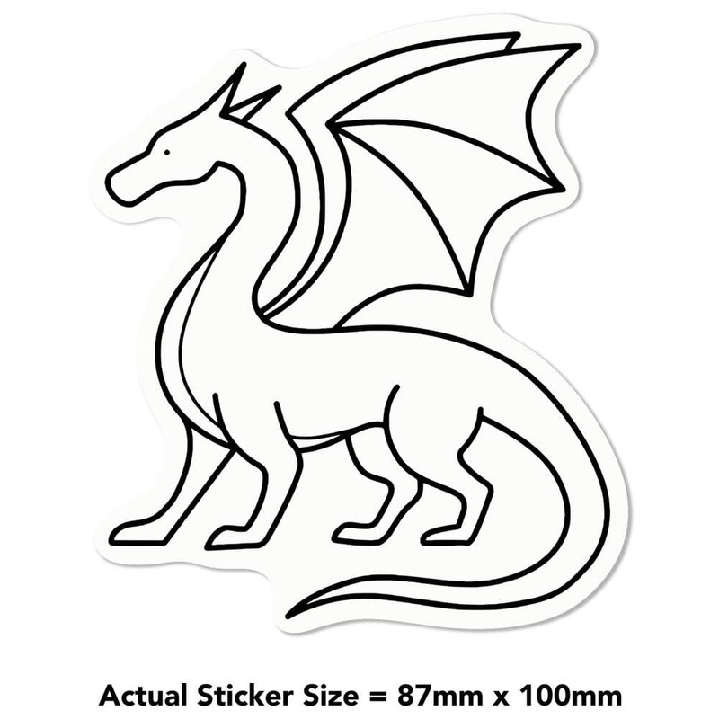 Medium 100mm 'Dragon Outline' Permanent Sticker Decal for Cars/Windows/Bins/Walls etc