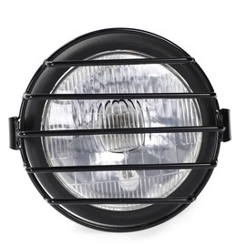 Kanoan Headlight Beetlite Vintage 12V 5.5 Inch Lens Guard Lens with Guard for General Purpose H4 TW225 TW250 Celo 225 Celo 250 Tricker DT250 XT250 etc (Black Body x Clear Lens)