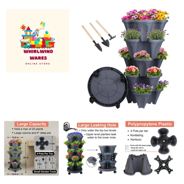 Vertical Planter 5 Tier Stackable Planters Garden Planters Strawberry Herb