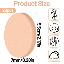 HJZHII 20 Stück Runder Make Up Schwamm, Makeup Schwämmchen Puderquaste Schwamm Gesichts-Make-up Kosmetik Applikatoren für flüssige Grundierung Puder Foundation