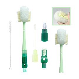 Meruya 2 Pack Set, 5-in-1 Multi-Functional Bottle Brush, Straw Cleaner Brush, Detail for Baby Bottle Nipple/Cup Lid Gap