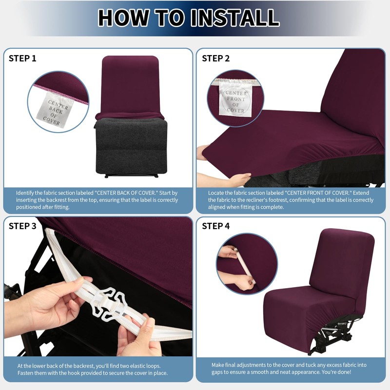 PureFit Additional Seat Cover for Reclining Couch Covers, Super Stretch