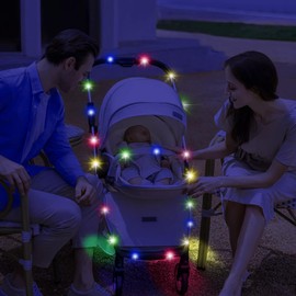 16.4Ft Stroller Lights for Walking at Night - 50 LEDs 8 Modes Outdoor Waterproof Baby Stroller String Lights Dimmable/Timer with Remote for Bike Camping Party Garden Holiday Decoration (Multicolor)