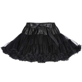Baby Kids Girls Petticoat Skirt Tulle Tutu Skirt Soft Puffy Petticoat for Party Princess Dance Multi-Layer Dress (Black, X-Large)