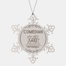 Bible Verse Comedian Christmas Ornament Gifts, to My Comedian for with God Nothing Shall be Impossible Comedian Gifts, Xmas Gifts for Comedian Snowflake Ornament Decorations