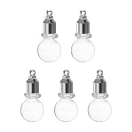 HARFINGTON 5pcs Name on Rice Glass Vial Pendant 6mm Width Crystal Shape Screw Cap Pendant Clear Vial Necklace Hanging Wish Bottles for Liquid Sand Ashes DIY Pendant Craft Souvenirs