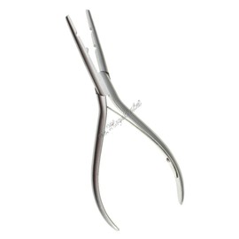 MAQNSCO 7" Multi-Function Stainless Steel Hair Extension Pliers Micro Rings Extensions Removal Opening Pliers for Micro Beads 2, 3.6mm Holes Plier with no Slip Grip (Silver)