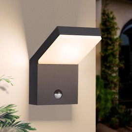 illumishin Wall Light Outdoor LED Mount Lamp Wall Sconce Lighting with Motion Sensor Lantern Fixture Black Aluminum Lights for Porch Front Door Garden Yard Patio Waterproof 18W 1800Lm 3000K