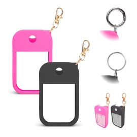 MILASONUS 2 PCS Soft Silicone Case for Touchland Power Mist (1FL. OZ./30 mL), Protective and Stylish Case with Keychain Compatible with Touchland Hand Sanitizer Spray (hot pink+black)