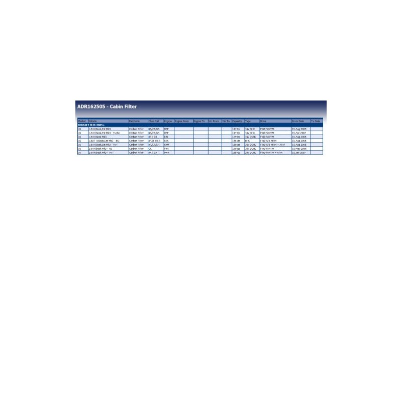 Blue Print ADR162505 186 x 182 MONTH ACTIVATED CARBON FILTER