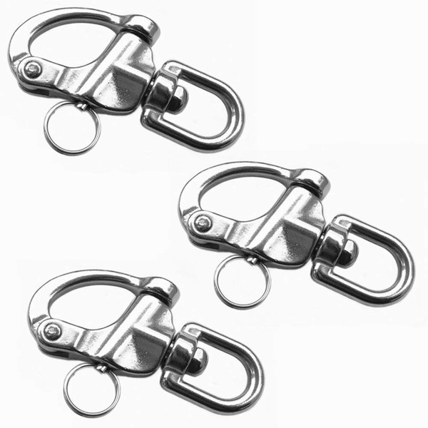 Long Buy 3Pack Swivel Eye Snap Shackle Quick Release Bail Rigging Sailing Boat Marine 316 Stainless Steel for Sailboat Spinnaker Halyard (3-1/2", Silver)
