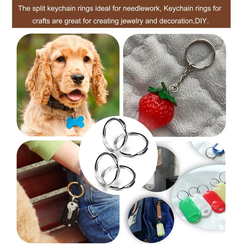 Key Ring/Key Chain, 50 Pack 3/4 inches 20mm Split Round