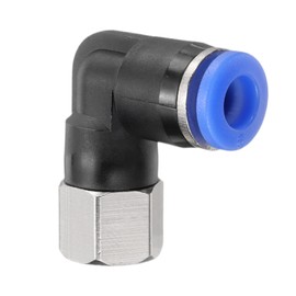 sourcing map PLF6-N01 Pneumatic Female Elbow 6mm Tube OD x 1/8" NPT 90 Degree Push to Connect Air Tube Fittings Quick Connect for Pneumatic Machine Blue