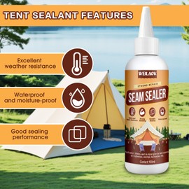 WEILAOK Seam Sealer, Seam Compactor with Brush for Sealing, Water and Moisture Resistant, Suitable for Sealing Tents, Tarpaulins, Raincoats, Ponchos, Truck Tarpaulins, 100G