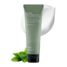 Benton BENTON Deep Green Tea Cleansing Foam 120 g (4.23 oz.) - Pore tightening and purifying facial foam cleanser for oily and sensitive skin, smooth finish without irritation