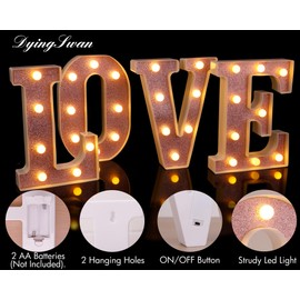 DyingSwan Led Light Up Letters, Pink Marquee LED Letter Lights 26 Alphabet, Small Pink Lighted Letters, Battery Powered Glitter Letters with Lights for Party, Table, Wall Decor（Letter N